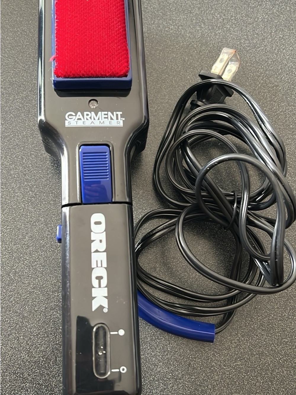 Oreck Garment Steamer Brush - Black with Red Fabric Pad